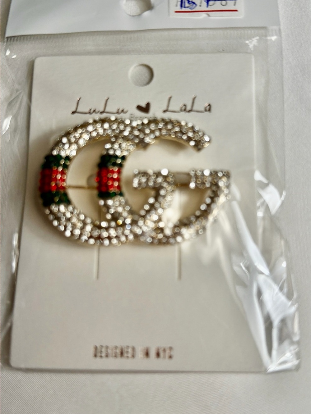 Crystal Double-G Brooch in Red and Green fashion pin